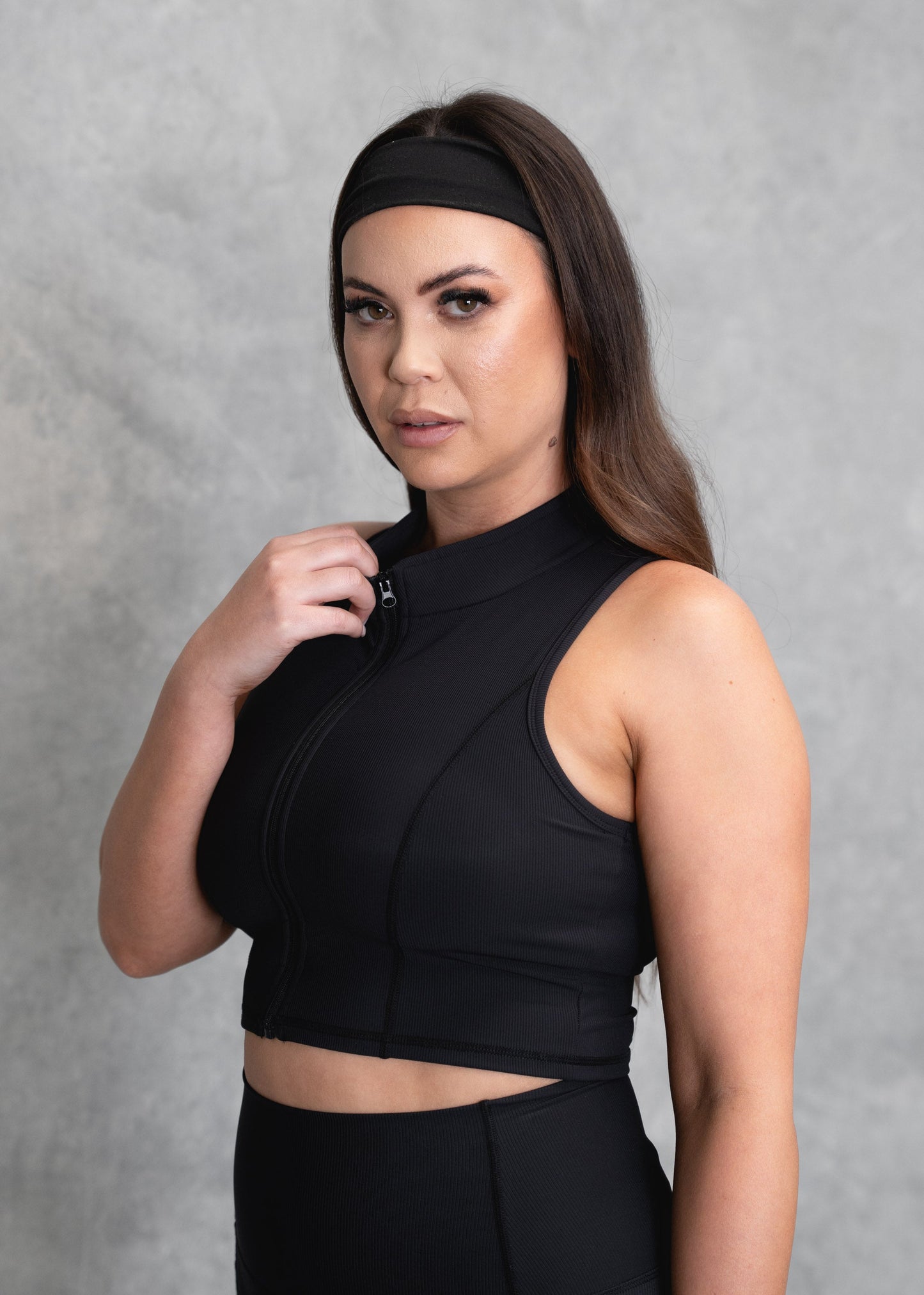 Zip Up Crop | Black